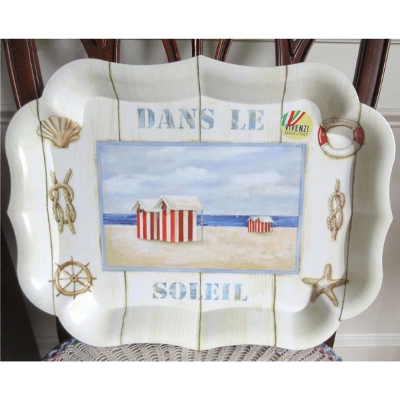 VIVENZI Italian Tray Nautical Beach Starfish Shells Ropes Made In Italy New - Picture 6 of 6